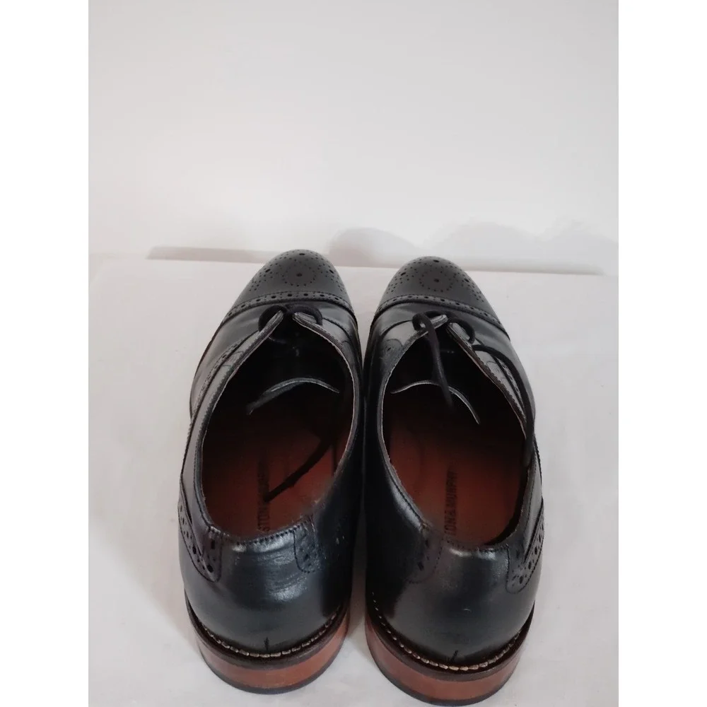 Johnston & Murphy Conard Cap Toe Men 9.5M Black Leather Oxford Goth Dress Shoes